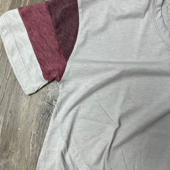 Pink Rose Juniors' Striped-Sleeve Grey Twist-Front T-Shirt - Size Large - NWT - Picture 3 of 7